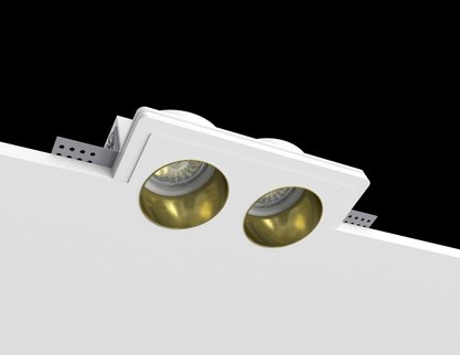 Врезной гипсовый светильник Promin DOUBLE BRASS L, White/Brass