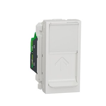 Розетка комп'ютерна RJ45 Schneider Electric Unica New, одинарна категорія 6 UTP, 1 модуль, Білий, Білий