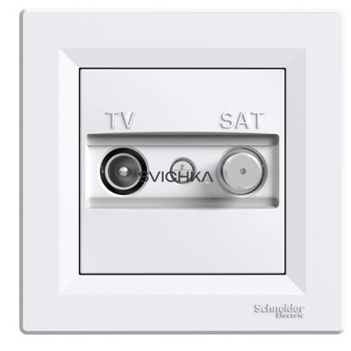 TV-SAT розетка 4dB прохідна Schneider Electric Asfora, Білий, Білий