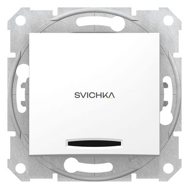 Кнопковий вимикач Schneider Electric Sedna з синім підсвічуванням, Білий, Білий