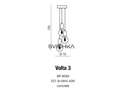 Підвісний світильник AZzardo VOLTA 3 AZ2385, Сірий, Хром