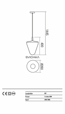 Підвісний світильник REDO 01-1398 PIN, Черный;Белый