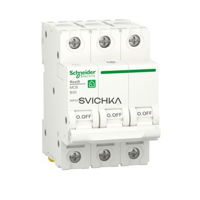 Автоматичний вимикач RESI9 Schneider Electric 50 А, 3P, крива, 6кА