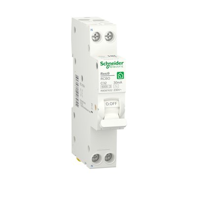 Компактний диференціальний автоматичний вимикач RESI9 Schneider Electric 32 А, 30 мA, 1P+N, 6кA, крива, тип АС