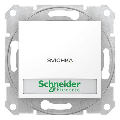 Кнопочный выключатель Schneider Electric Sedna с синей подсветкой и полем для маркировки