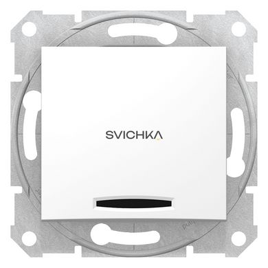 2-полюсний 1-клавішний вимикач Schneider Electric Sedna з індикацією, Білий, Білий
