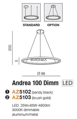 Підвісний світильник Azzardo ANDREA 100 Black