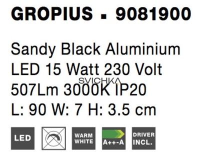 Настінний світильник Nova Luce GROPIUS L Black
