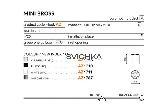 Світильник Azzardo Mini Bross GM4000 WH (AZ1711), Білий, Білий