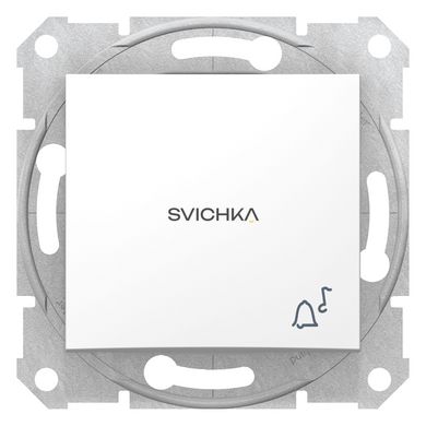 Кнопковий вимикач Schneider Electric Sedna із символом "Дзвінок", Білий, Білий