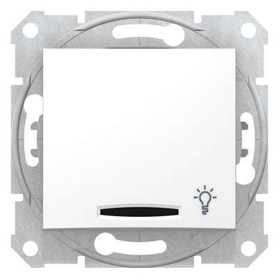 Кнопковий вимикач Schneider Electric Sedna із символом "Світло" та підсвічуванням, Білий, Білий