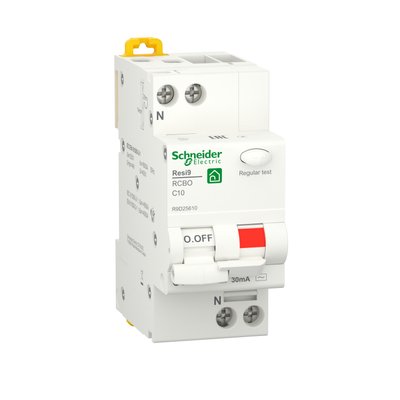 Дифференциальный автоматический выключатель RESI9 Schneider Electric 10 А, 30 мA, 1P+N, 6кA, кривая С, тип АС