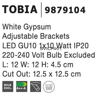 Гіпсовий врізний світильник Nova Luce TOBIA 1 White