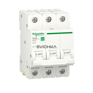 Автоматичний вимикач RESI9 Schneider Electric 50 А, 3P, крива С, 6кА
