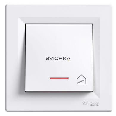 Вимикач кнопковий "Лісниця" з підсвічуванням Schneider Electric Asfora, самозатискний, Білий, Білий