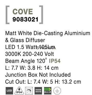 Підсвітка Nova luce COVE 3000K White, Білий, Білий