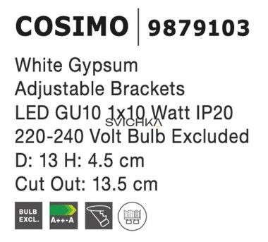 Светильник точечный врезной Nova Luce Cosimo White