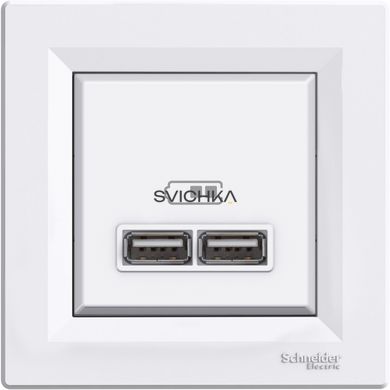 USB розетка Schneider Electric Asfora 2,1A, Білий, Білий