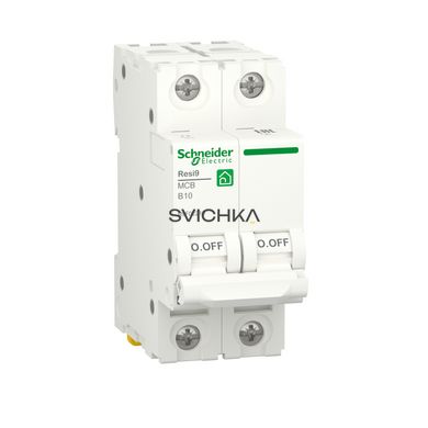 Автоматичний вимикач RESI9 Schneider Electric 10 А, 2P, крива, 6кА