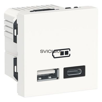 Подвійна USB розетка A+C Schneider Electric Unica New, Білий, Білий
