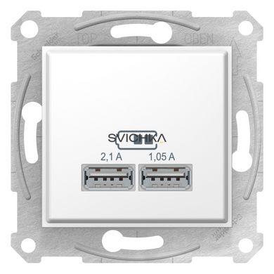 USB розетка 2,1А Schneider Electric Sedna, Білий, Білий