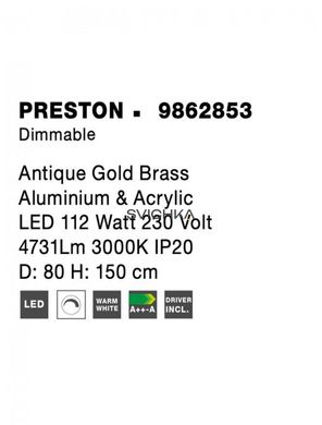 Підвісний світильник Nova luce PRESTON 3 Brass