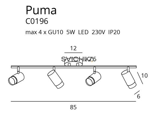 Потолочный светильник Maxlight PUMA 4, Black/Gold