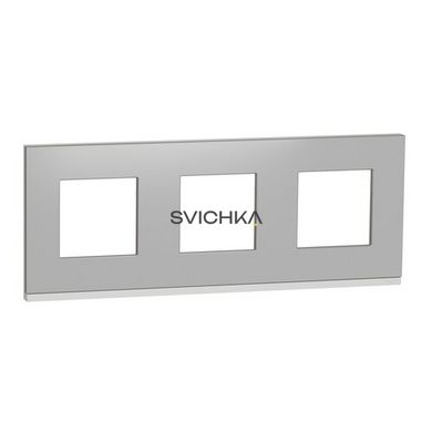 Рамка 3-постова горизонтальна Schneider Electric Unica Pure, Алюминий матовый/белый, Алюміній матовий/білий