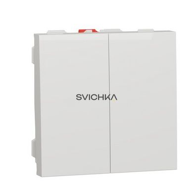 Вимикач Schneider Electric Unica New 2-клавішний, схема 5, 10А, 2 модулі, Білий, Білий