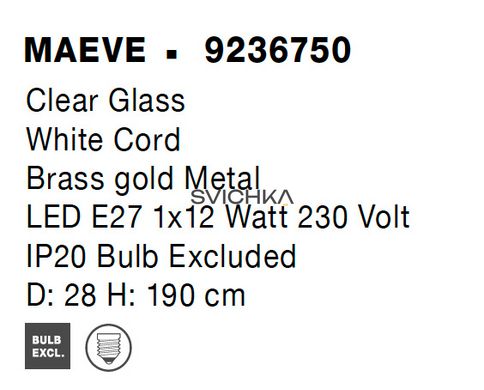 Підвісний світильник Nova luce MAEVE 1 Gold