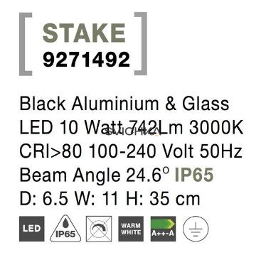 Грунтовой светильникNova luce STAKE 65 Black